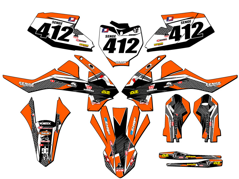 Kit de gráficos Orange Senge 2019-2023 SX 65 PODIUM compatible con KTM - Imagen 8 de 10