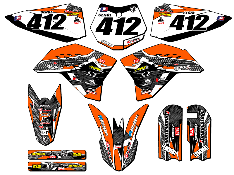 Kit de gráficos Orange Senge 2009-2015 SX 50 PODIUM compatible con KTM - Imagen 8 de 10