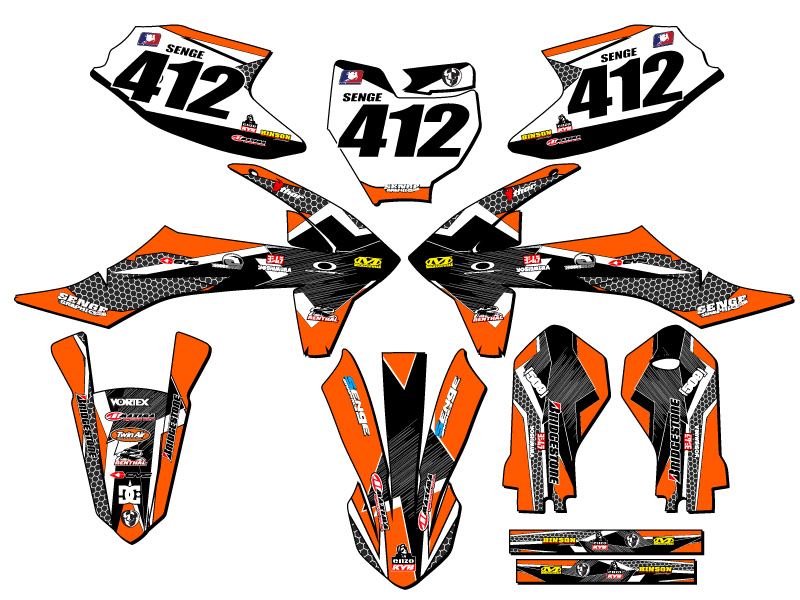 2019-2023 SX 50 PODIUM Orange Senge Graphics Kit Compatible with KTM - Picture 8 of 10
