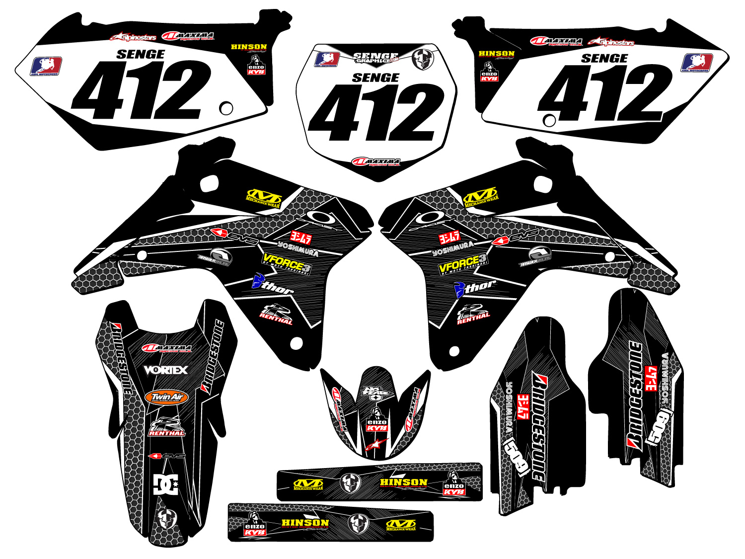 Kit de gráficos Senge 2005-2006 RMZ 450 PODIUM negro compatible con Suzuki - Imagen 8 de 10