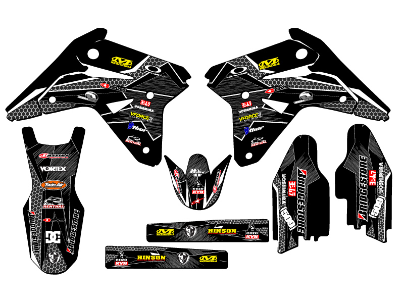 RMZ 450 PODIUM 2007 Black Senge kit de gráficos compatible con Suzuki - Imagen 2 de 10