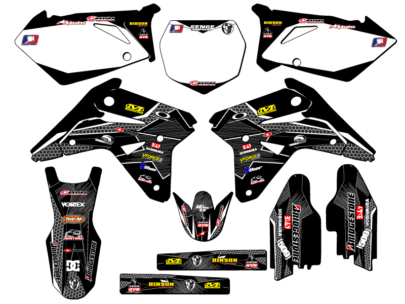 RMZ 450 PODIUM 2007 Black Senge kit de gráficos compatible con Suzuki - Imagen 5 de 10