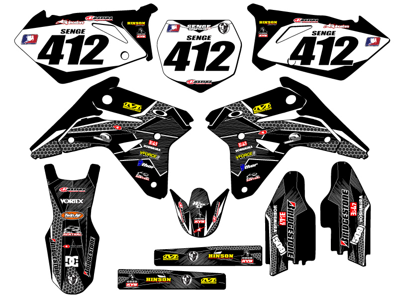 RMZ 450 PODIUM 2007 Black Senge kit de gráficos compatible con Suzuki - Imagen 8 de 10