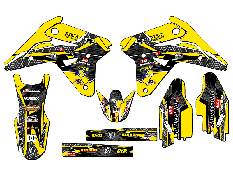 RMZ 450 PODIUM 2007 kit de gráficos Senge amarillo compatible con Suzuki - Imagen 2 de 10