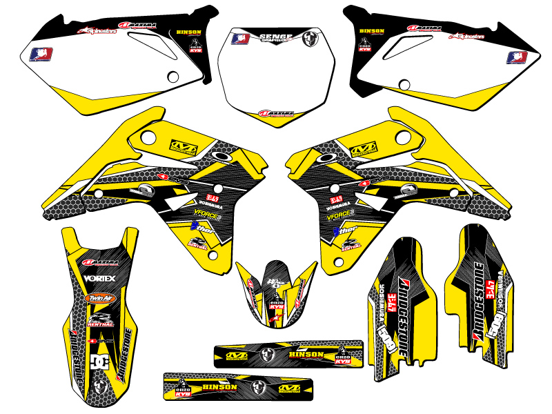 RMZ 450 PODIUM 2007 kit de gráficos Senge amarillo compatible con Suzuki - Imagen 5 de 10