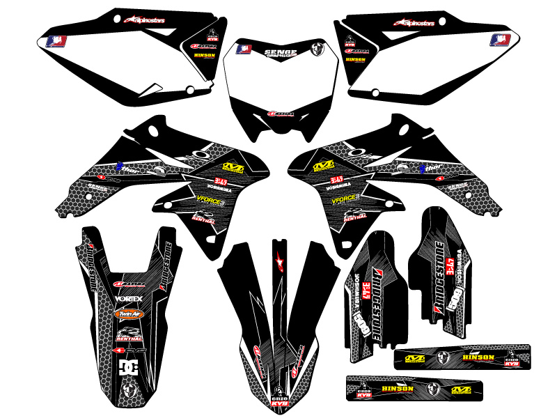 2008-2017 RMZ 450 PODIUM Black Senge Graphics Kit Compatible with Suzuki - Bild 5 von 10