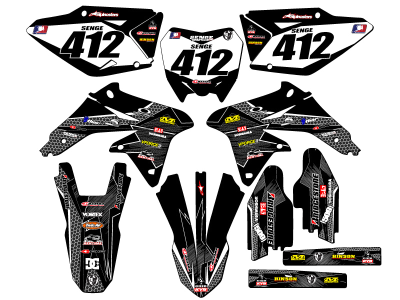 2008-2017 RMZ 450 PODIUM Black Senge Graphics Kit Compatible with Suzuki - Bild 8 von 10