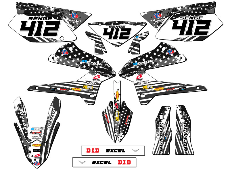 KLX 250 MERICA 2008-2020 gris Senge kit de gráficos compatible con Kawasaki - Imagen 8 de 10