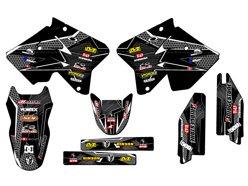 2001-2014 RM 250 PODIUM Black Senge Graphics Kit Compatible with Suzuki