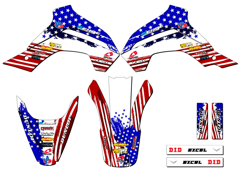 2019-2020 KLX 140 MERICA Usa Senge Graphics Kit Compatible with Kawasaki - Picture 2 of 10