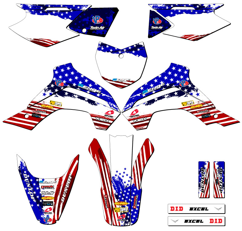 2019-2020 KLX 140 MERICA Usa Senge Graphics Kit Compatible with Kawasaki - Picture 5 of 10