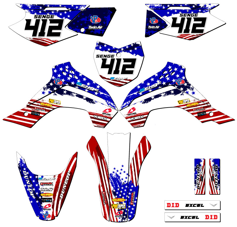 2008-2018 KLX 140 MERICA Usa Senge Graphics Kit Compatible with Kawasaki - Bild 8 von 10