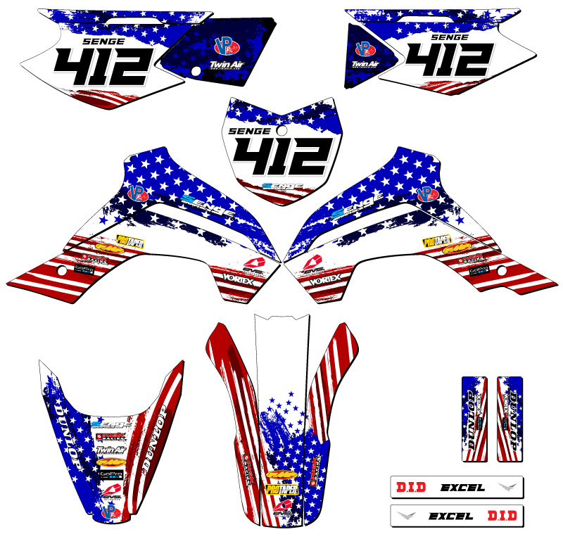 2019-2020 KLX 140 MERICA Usa Senge Graphics Kit Compatible with Kawasaki - Picture 8 of 10