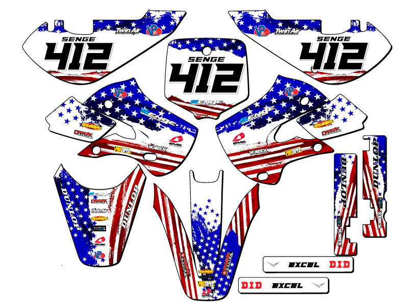 2002-2009 KLX 110 MERICA Usa Senge Graphics Kit Compatible with Kawasaki - Picture 8 of 10