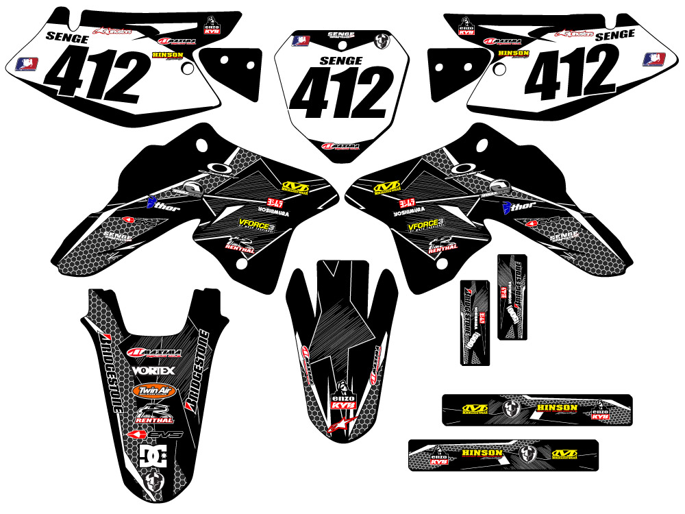 2008-2023 DRZ 125 PODIUM Black Senge Graphics Kit Compatible with Suzuki - Foto 8 di 10