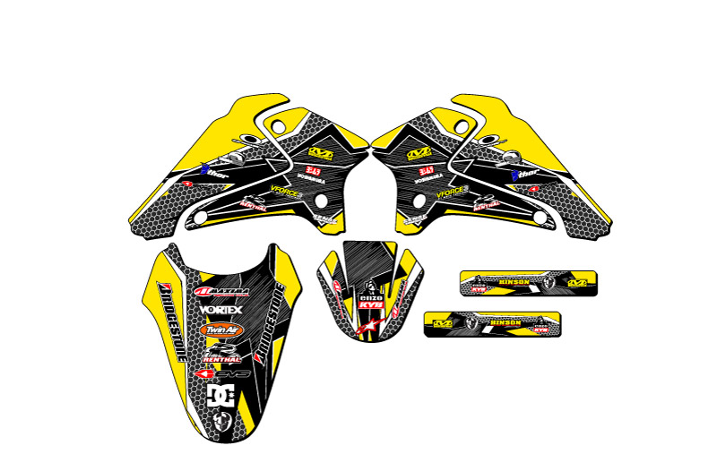 2001-2007 DRZ 125 PODIUM Yellow Senge Graphics Kit Compatible con Suzuki - Imagen 2 de 10