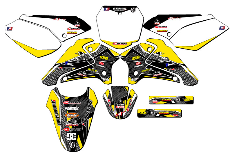 2001-2007 DRZ 125 PODIUM Yellow Senge Graphics Kit Compatible con Suzuki - Imagen 5 de 10