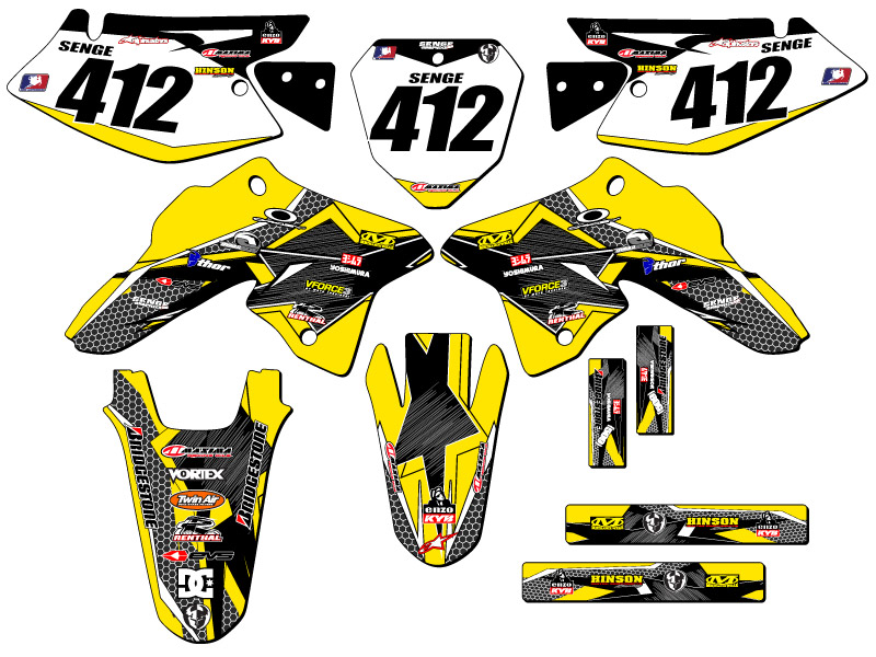 2008-2023 DRZ 125 PODIUM Yellow Senge Graphics Kit Compatible with Suzuki - Foto 8 di 10