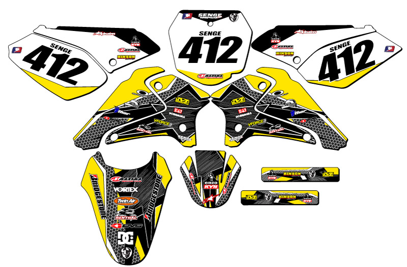2001-2007 DRZ 125 PODIUM Yellow Senge Graphics Kit Compatible con Suzuki - Imagen 8 de 10