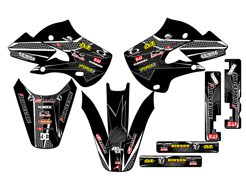 2000-2009 DRZ 110 PODIUM Black Senge Graphics Kit compatible con Suzuki - Imagen 2 de 10