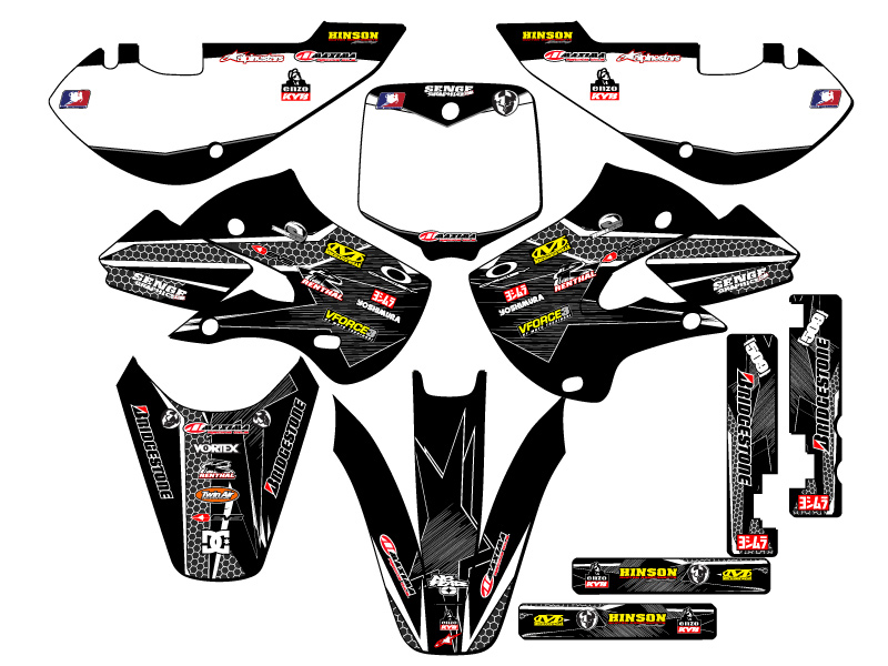 2000-2009 DRZ 110 PODIUM Black Senge Graphics Kit compatible con Suzuki - Imagen 5 de 10