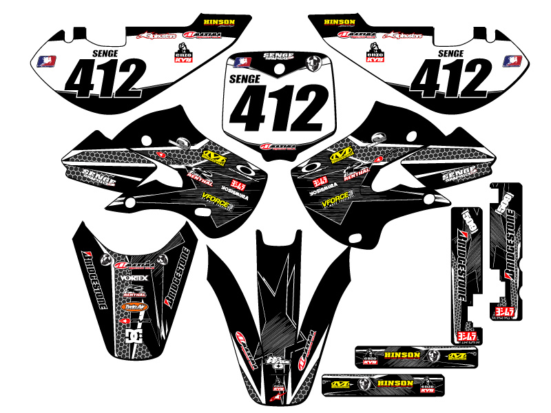 2000-2009 DRZ 110 PODIUM Black Senge Graphics Kit compatible con Suzuki - Imagen 8 de 10