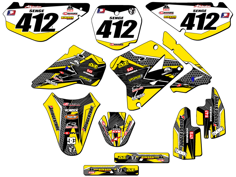 2001-2004 RM 85 PODIUM Yellow Senge Graphics Kit compatible con Suzuki - Imagen 8 de 10