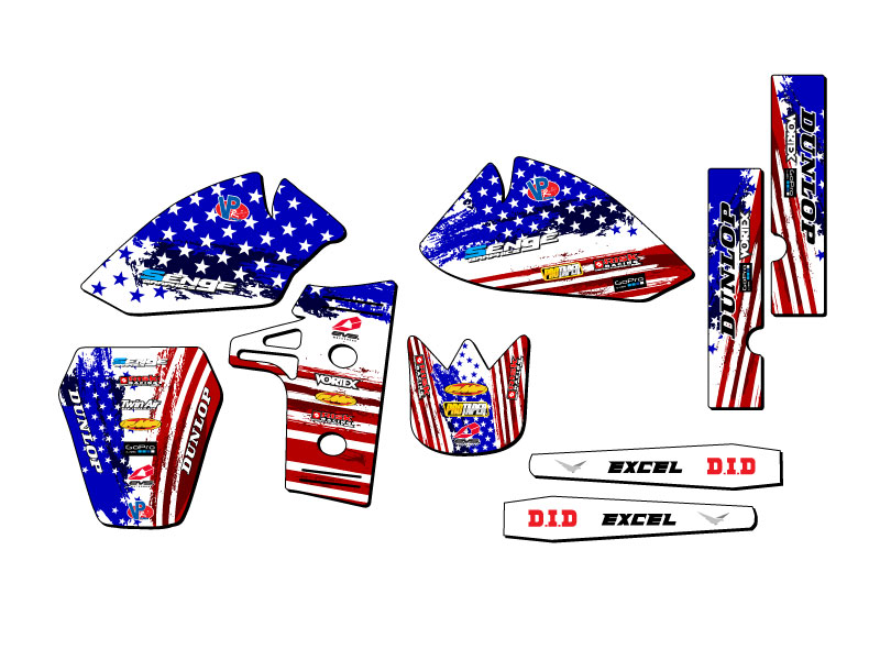 1985-2004 KX 60 MERICA Usa Senge Graphics Kit Compatible with Kawasaki - Picture 2 of 10