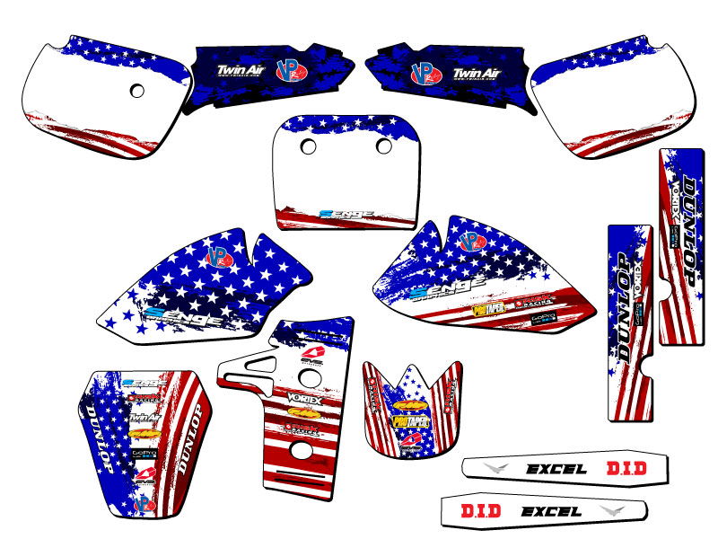 1985-2004 KX 60 MERICA Usa Senge Graphics Kit Compatible with Kawasaki - Picture 5 of 10