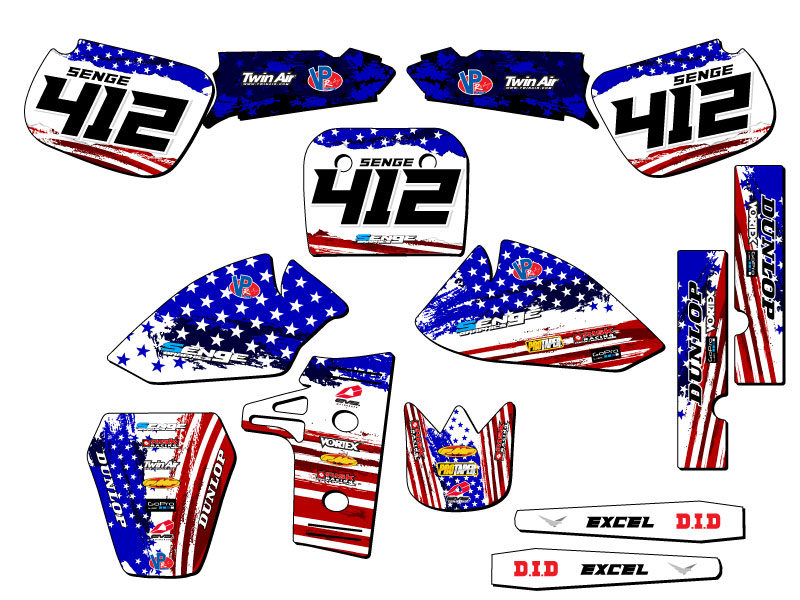 1985-2004 KX 60 MERICA Usa Senge Graphics Kit Compatible with Kawasaki - Picture 8 of 10