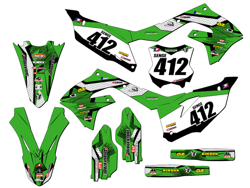 2022 KX 450 SR PODIUM Green Senge Graphics Kit Compatible with Kawasaki - Picture 8 of 10