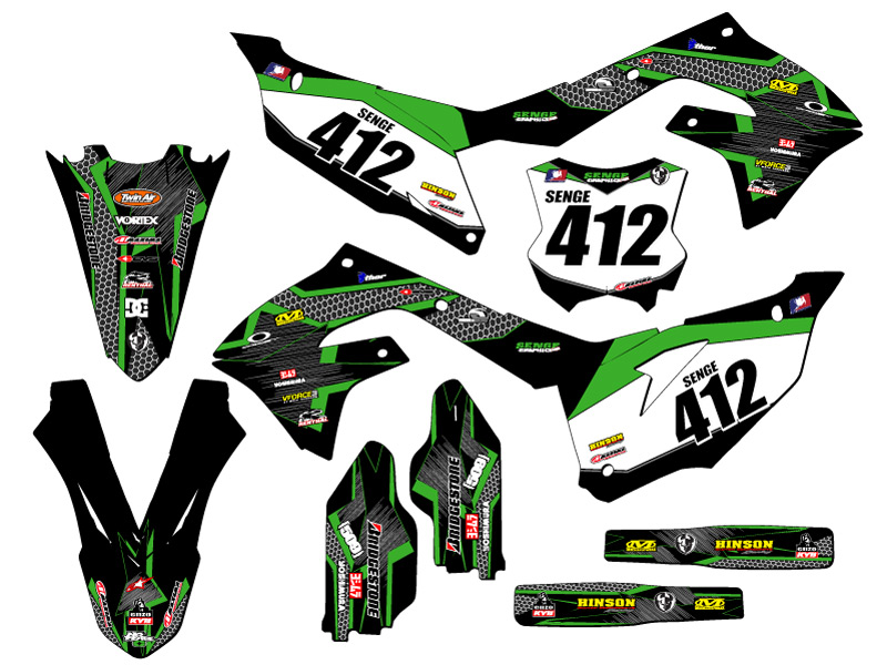 2022 KX 450 SR PODIUM Black Senge Graphics Kit Compatible with Kawasaki - Picture 8 of 10