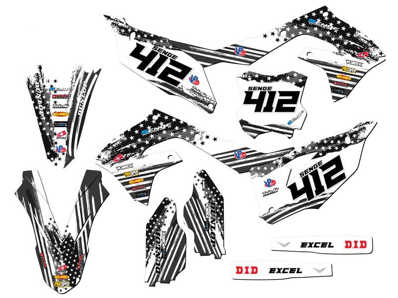 2022 KX 450 SR MERICA Grey Senge Graphics Kit Compatible with Kawasaki - Picture 8 of 10