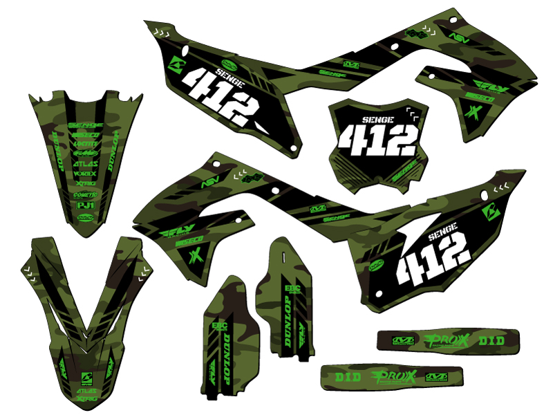 2022 KX 450 SR APACHE Green Senge Graphics Kit Compatible with Kawasaki - Picture 8 of 10