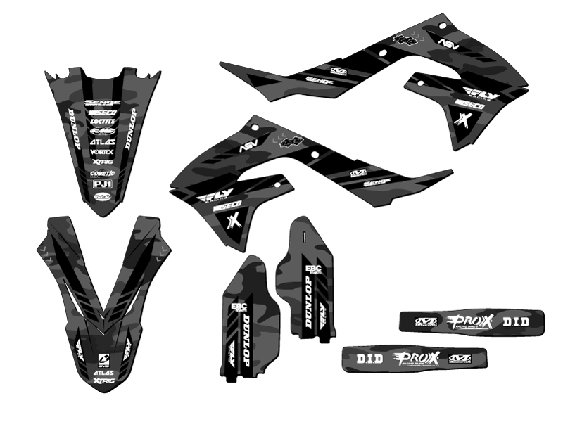 2022 KX 450 SR APACHE Grey Senge Graphics Kit Compatible with Kawasaki - Picture 2 of 10