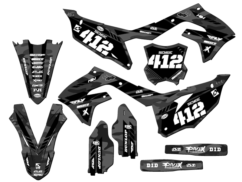 2022 KX 450 SR APACHE Grey Senge Graphics Kit Compatible with Kawasaki - Picture 8 of 10
