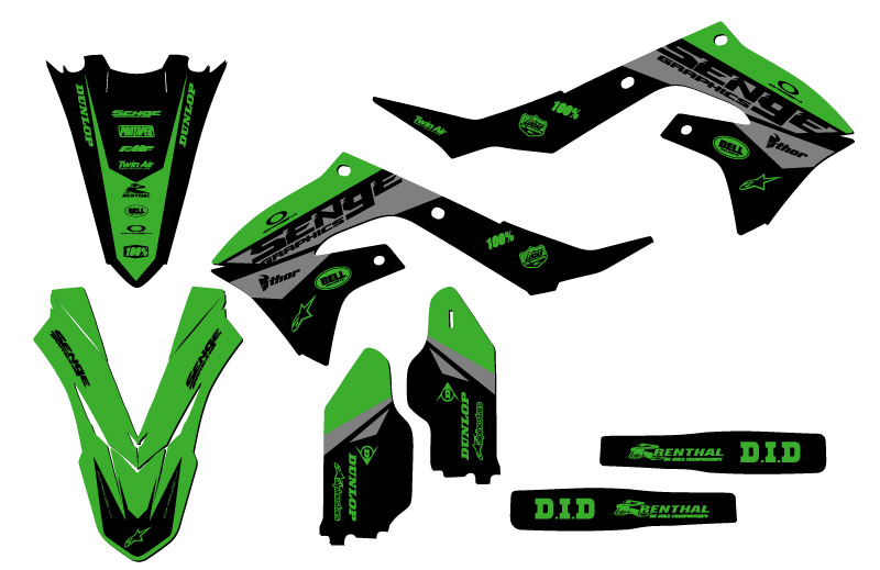 2022 KX 450 SR BINARY Green Senge Graphics Kit Compatible with Kawasaki - Picture 2 of 10