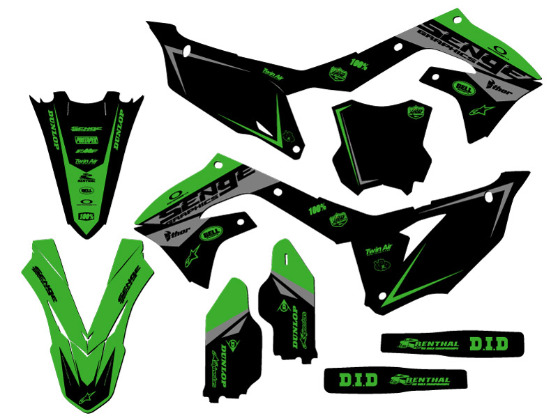 2022 KX 450 SR BINARY Green Senge Graphics Kit Compatible with Kawasaki - Picture 5 of 10