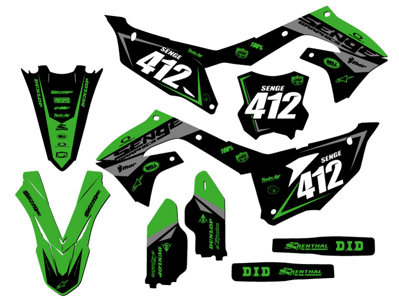 2022 KX 450 SR BINARY Green Senge Graphics Kit Compatible with Kawasaki - Picture 8 of 10