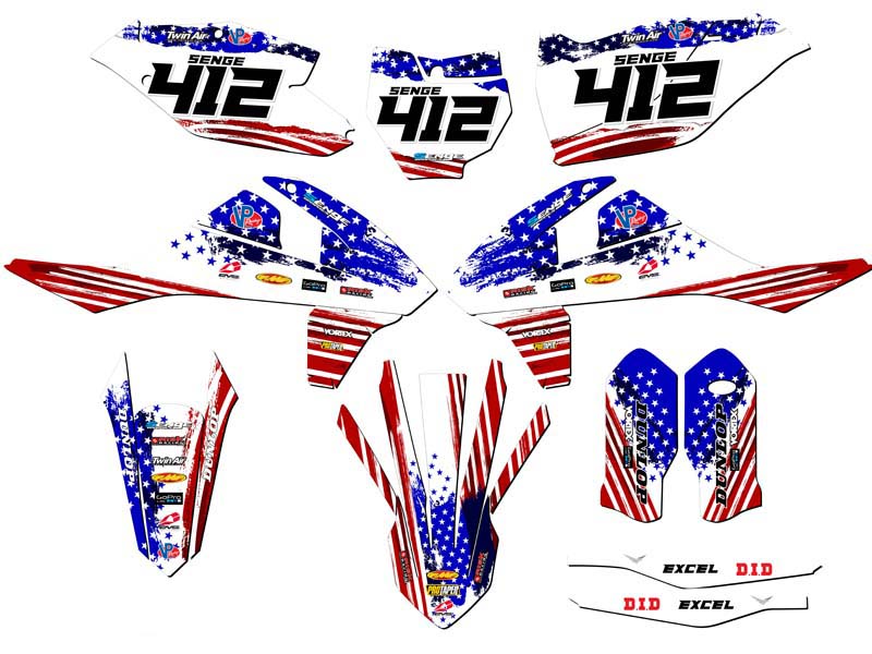 Kit de gráficos 2017-2018 125/150/250 SX MERICA Usa Senge compatible con KTM - Imagen 8 de 10