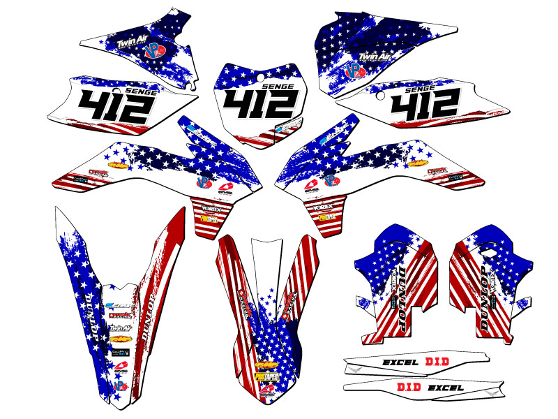 Kit de gráficos XCF MERICA Usa Senge 2013-2014 compatible con KTM - Imagen 8 de 10