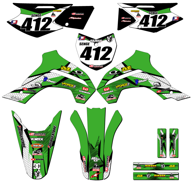 Kit de gráficos KLX 140 G PODIUM 2019-2020 Green Senge compatible con Kawasaki - Imagen 8 de 10