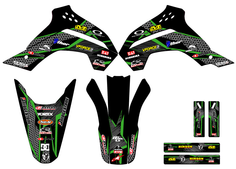 2017-2018 KLX 140 G PODIUM Black Senge Graphics Kit Compatible with Kawasaki - Picture 2 of 10