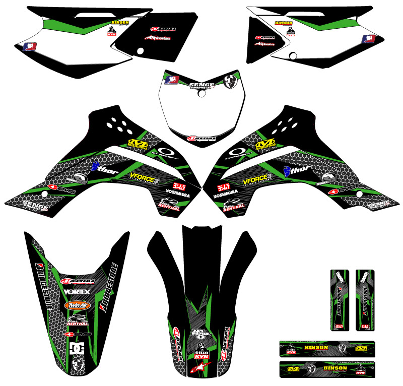 2017-2018 KLX 140 G PODIUM Black Senge Graphics Kit Compatible with Kawasaki - Picture 5 of 10