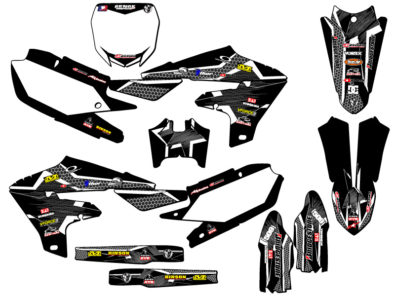 2019-2023 YZ 250 F 4-STROKE PODIUM Black Senge Graphics Kit Compatible with - Picture 5 of 10