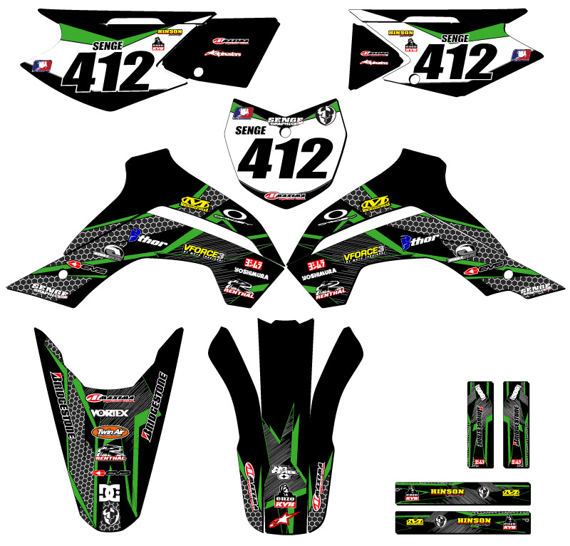 Kit de gráficos KLX 140 G PODIUM 2019-2020 negro Senge compatible con Kawasaki - Imagen 8 de 10