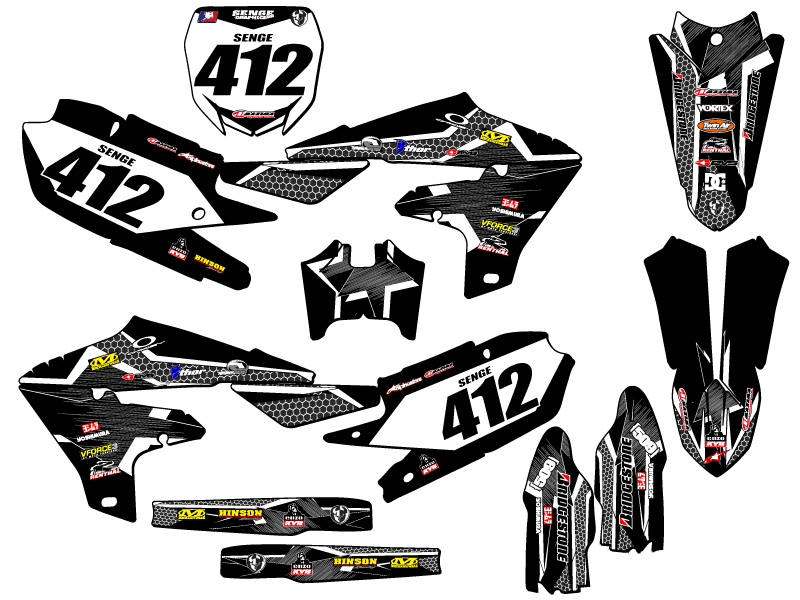 2019-2023 YZ 250 F 4-STROKE PODIUM Black Senge Graphics Kit Compatible with - Picture 8 of 10
