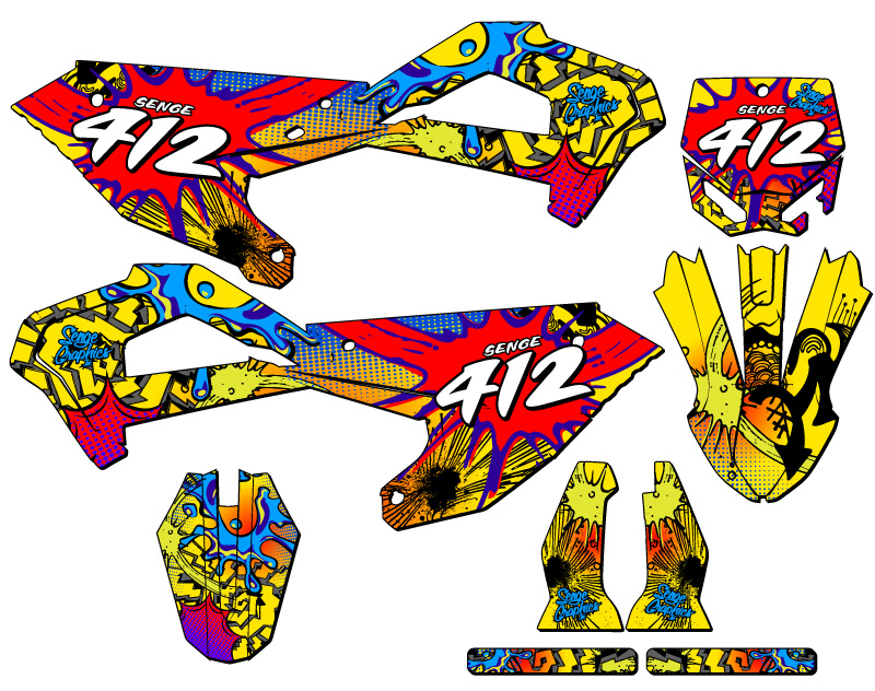 2022 CX 65 ZANY Yellow Senge Graphics Kit Compatible with Cobra - Picture 8 of 10