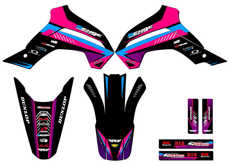 Kit de gráficos KLX 140 G SURGE rosa Senge 2019-2020 compatible con Kawasaki - Imagen 2 de 10