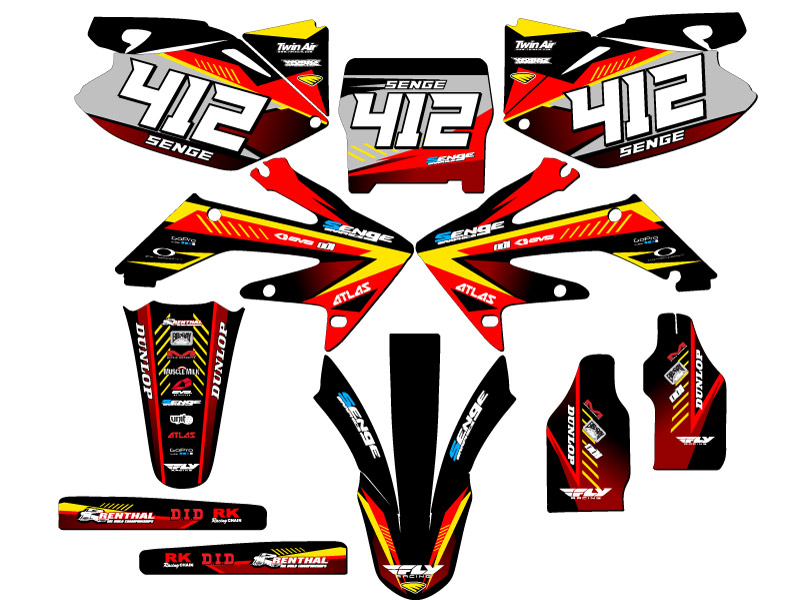 2006-2007 CRF 250 R SURGE Red Senge Graphics Kit Compatible with Honda - Picture 8 of 10